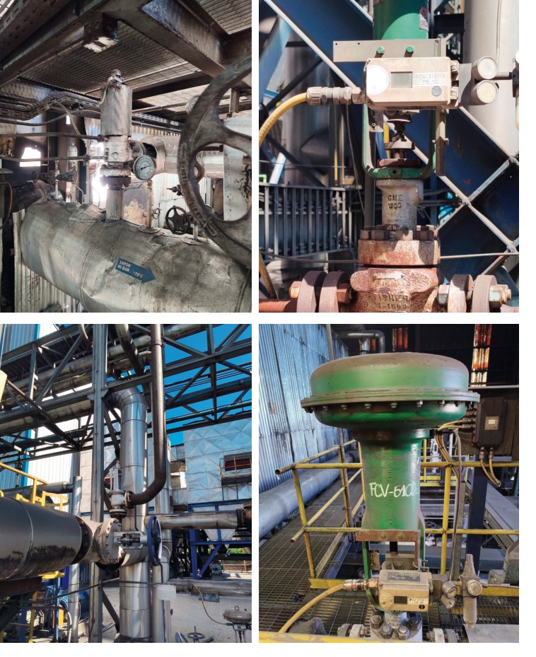 Collage de válvulas industriales en proceso de revisión